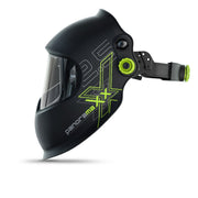 Optrel Panoramaxx welding helmet shown in side profile with the full headgear and adjustment mechanism.