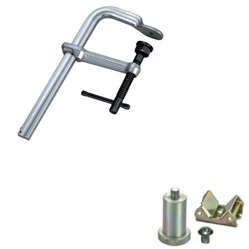 Strong Hand Tools UM125-C3 utility clamp shown at an angle with the accessory parts in the corner.